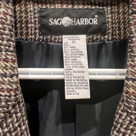 Sag Harbor brown vintage plaid blazer size 12 - Picture 5 of 5